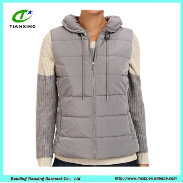 OEM fashion lined womens padded gilet with pillow collar